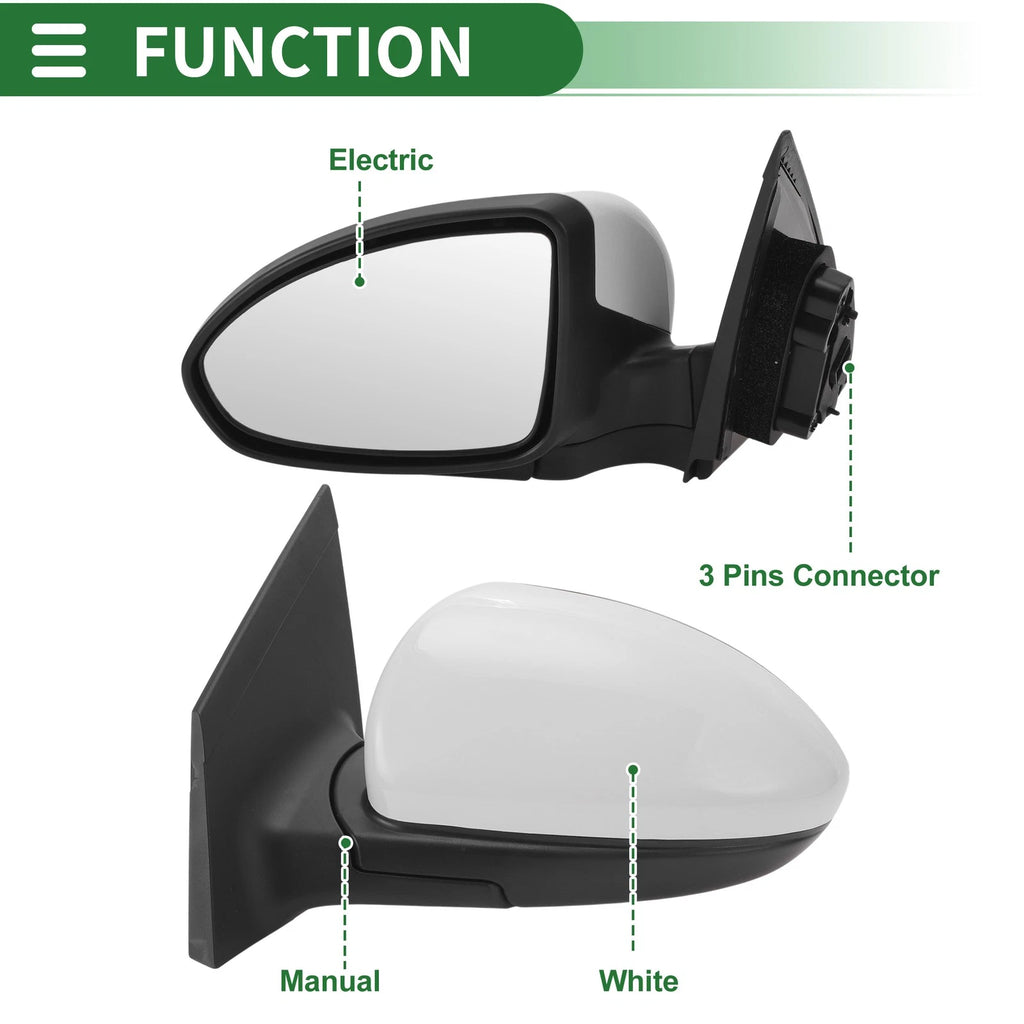 3 Pin Left Driver Side Door Mirror Replacement for Chevrolet Cruze (2011–2015)