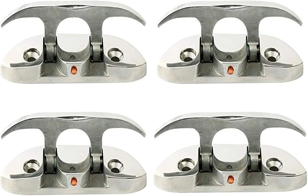 Set of 4 Folding Flip-up Cleats for Marine Boat Dock (Heavy Duty Stainless Steel)