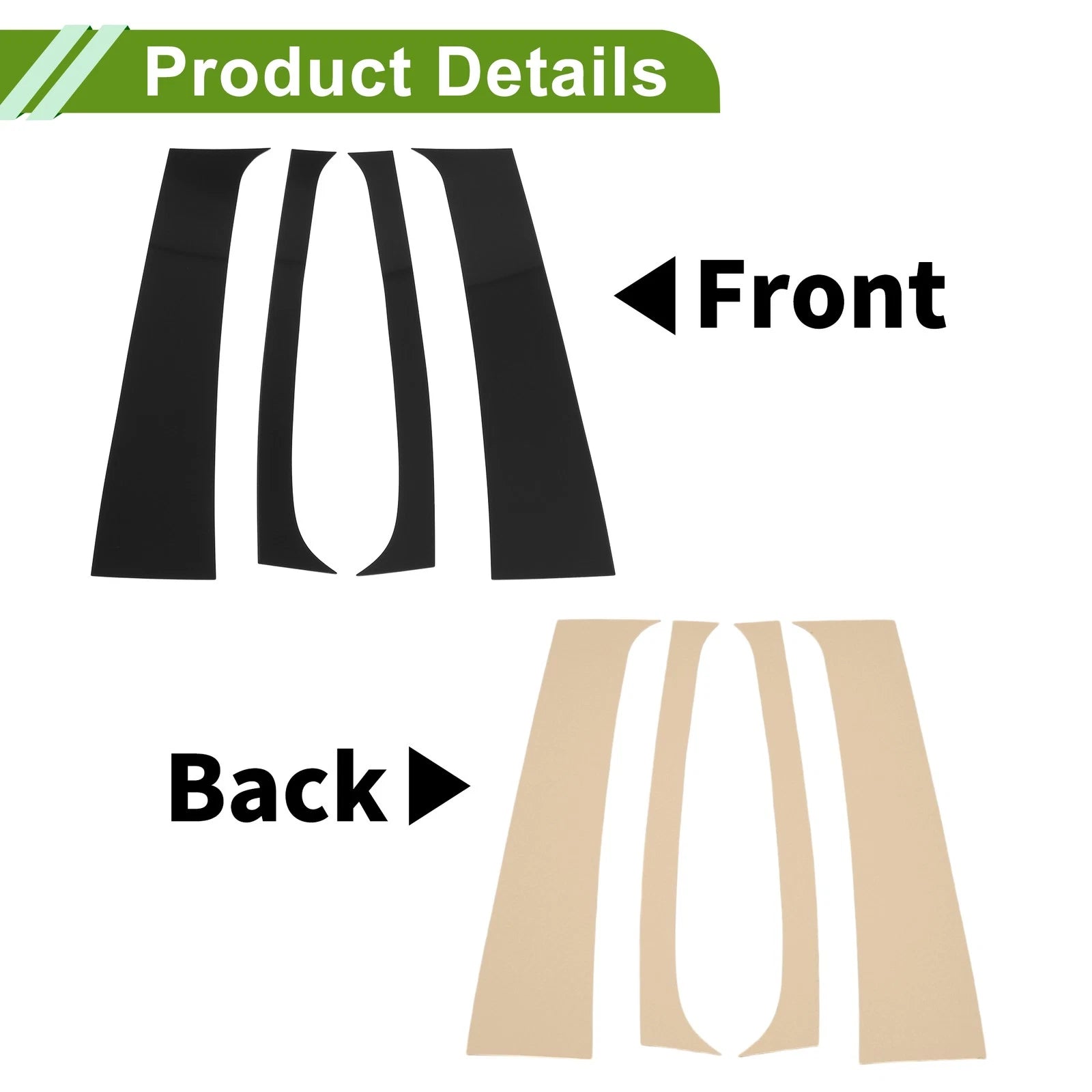 Pillar Window Trim 4 Piece Replacement for Dodge Ram (1994–2001) Black
