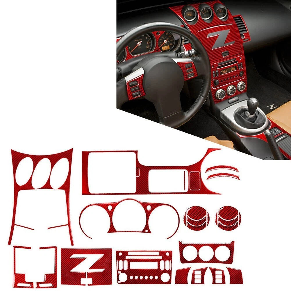 27pc Interior Frame Cover Set for Nissan 350Z (2003–2009) Red