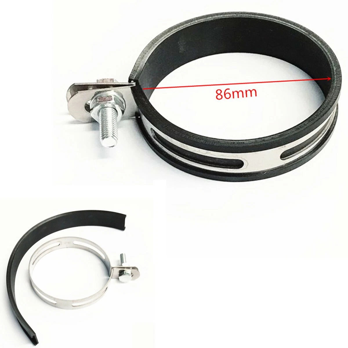 Motorcycle Exhaust Muffler Hanger Clamp Mount Bracket 86mm/3.38'' Fix Ring