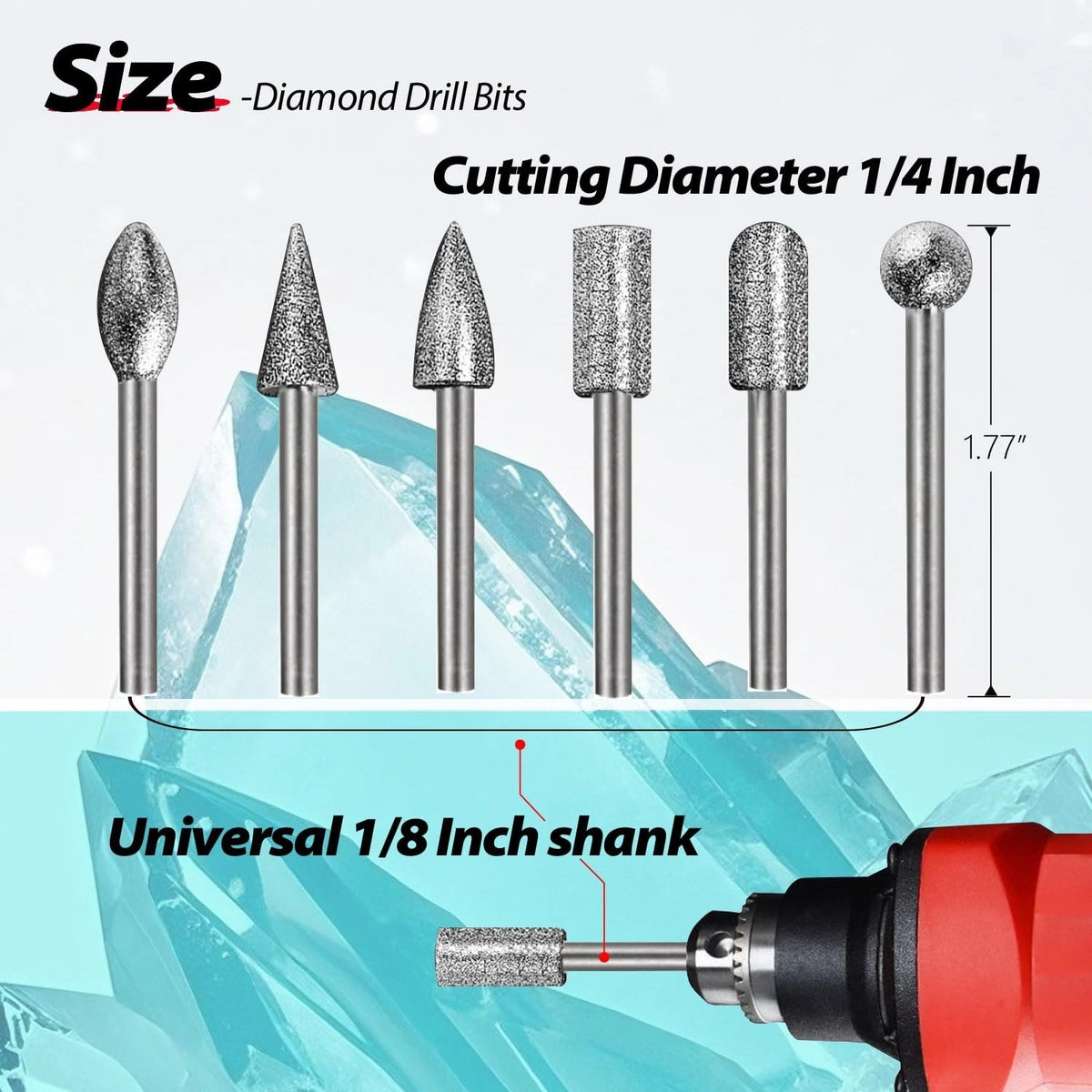 40 Piece Carbide Diamond Drill Bits for Rotary Tools (1/8 Inch Shank)