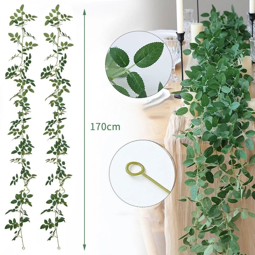 Artificial Rose Leaf Vine Greenery Decor for Weddings (175cm)