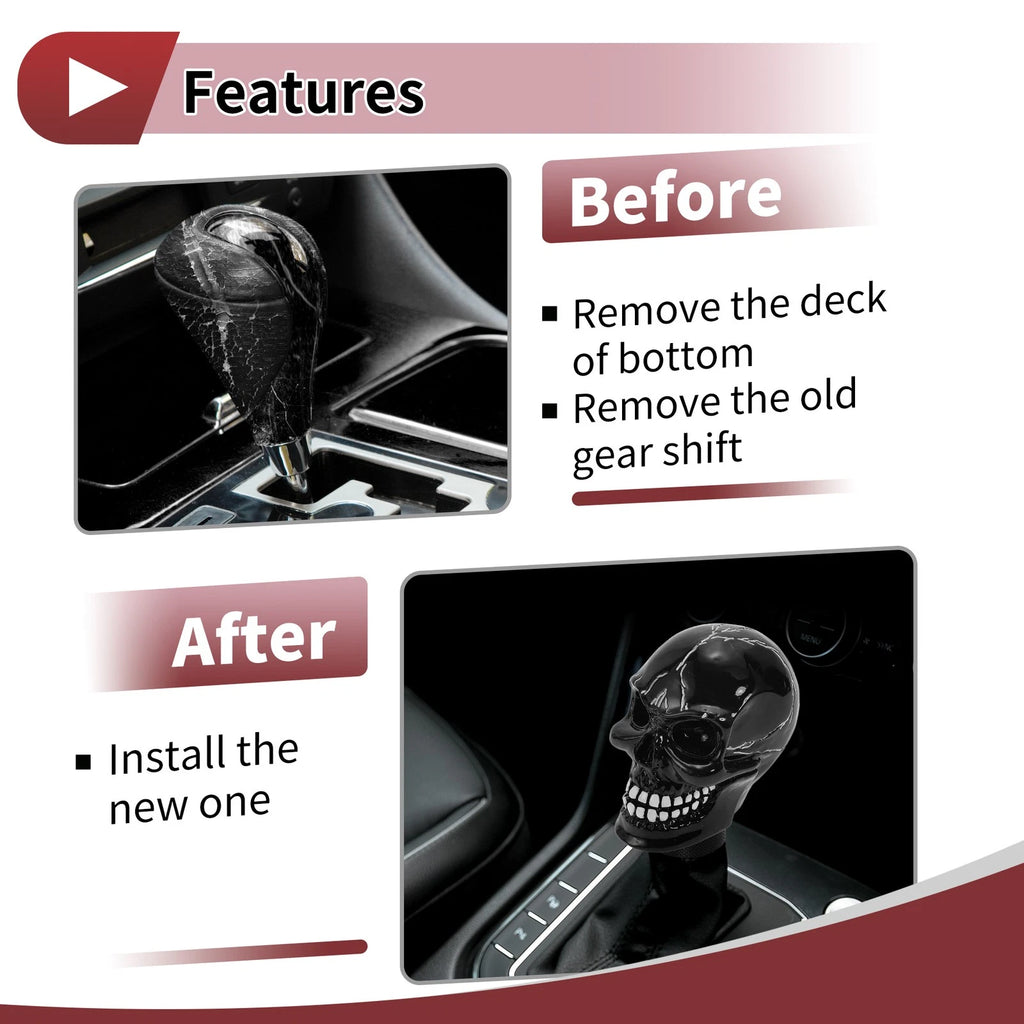 Skull Shift Knob with 3 Adapters for Universal Fit (Automatic/Manual)