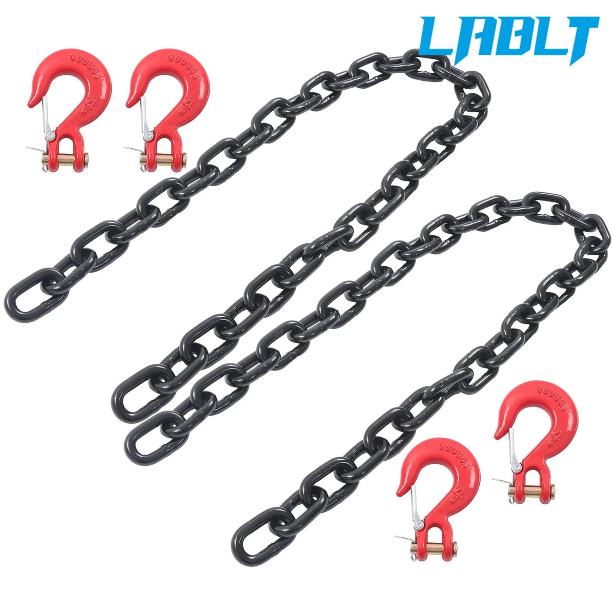 2X G80 Trailer Safety Chain for Various Trailers (4900 lbs, 5/16"x3.3ft)