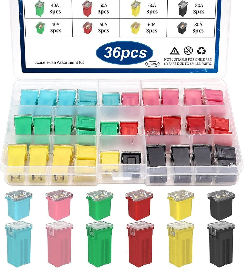 36x Jcase Fuse Assortment Kit for Automotive (Tall/Standard/Low Profile)