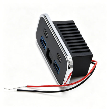 4-Port USB Charger Panel for Trucks & RVs (12V–24V) Dual PD QC 3.0 LED Volt