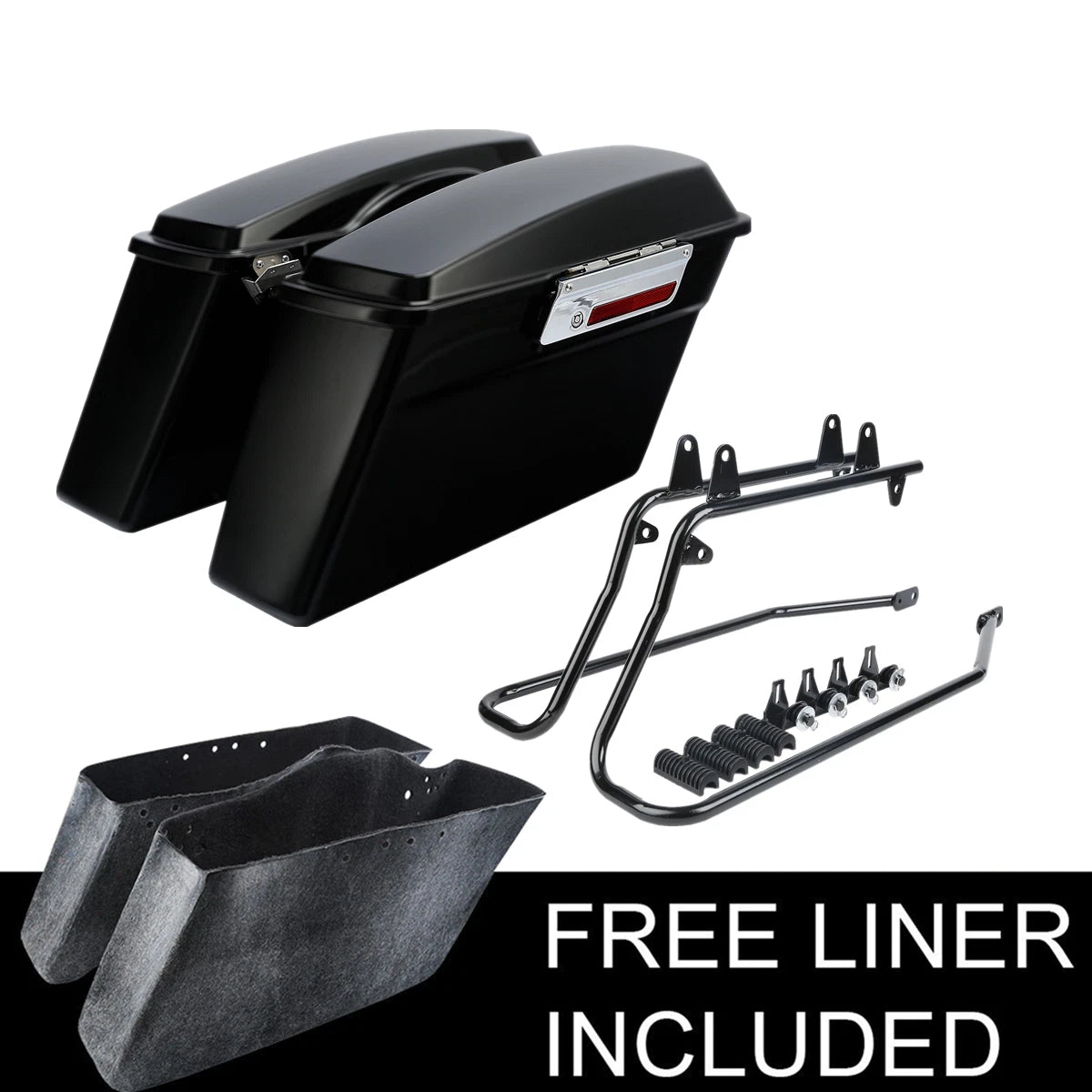 Matt Black Saddlebags & Conversion Brackets for Harley Softail (1984–2017)