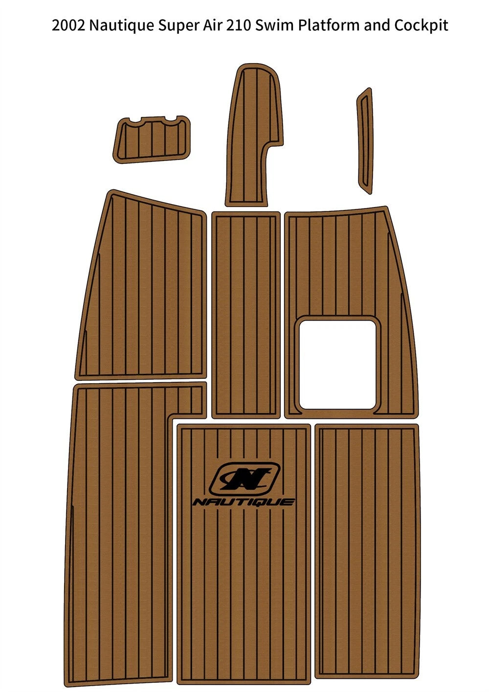 EVA Foam Faux Teak Deck Floor Mat for Nautique Super Air 210 (2002)
