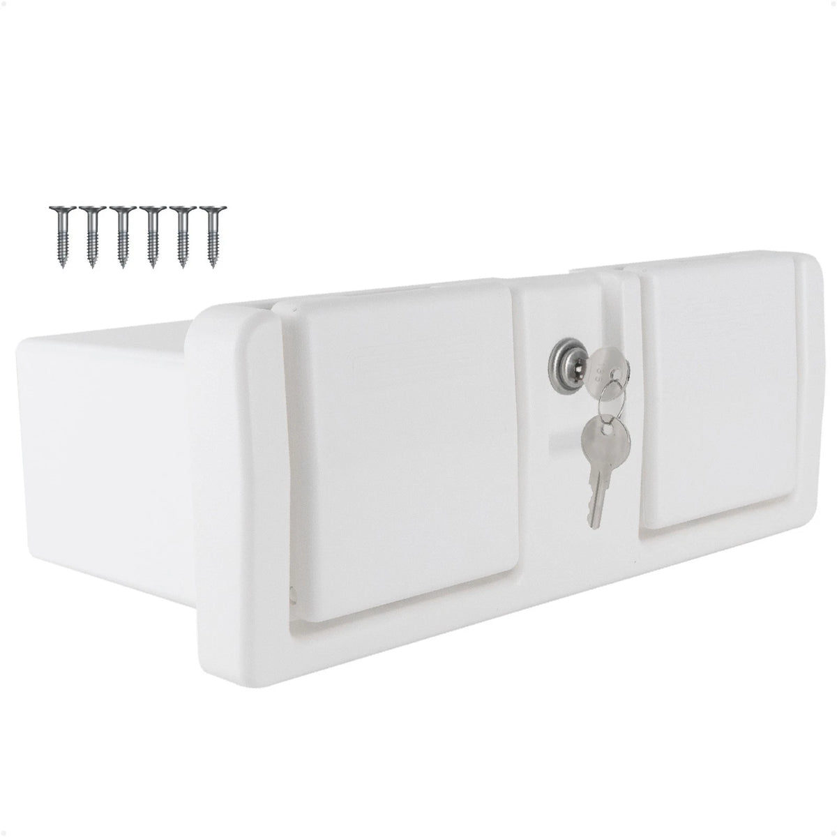 Boat Glove Box with Drink Cup Holders for Universal Fit (Lockable, White)