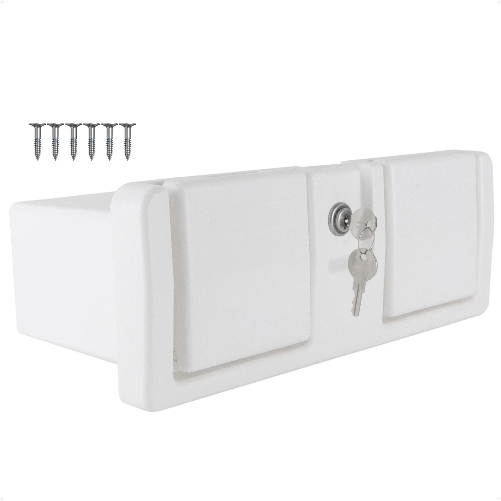 Boat Glove Box with Drink Cup Holders for Universal Fit (Lockable, White)