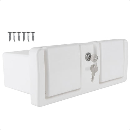 Boat Glove Box with Drink Cup Holders for Universal Fit (Lockable, White)