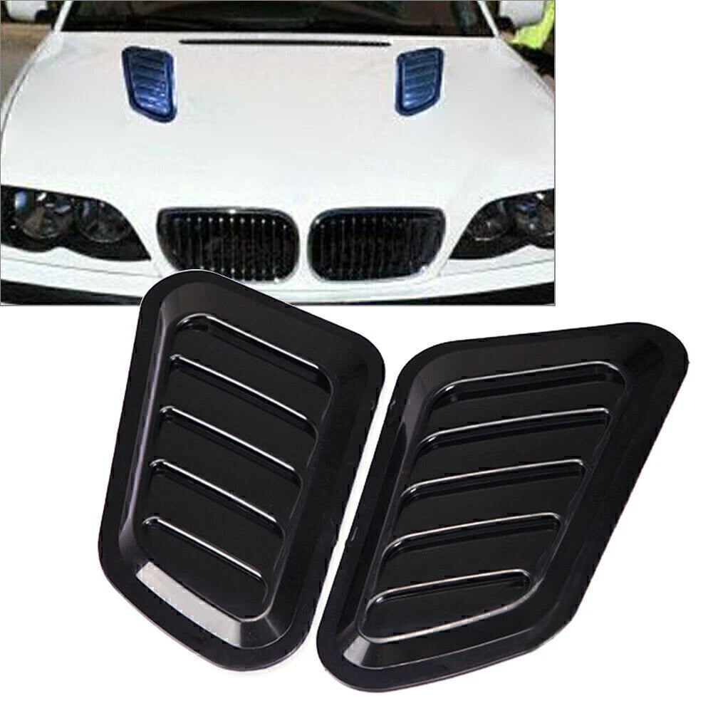 2X Air Flow Intake Hood Scoop Vent Cover Universal Black