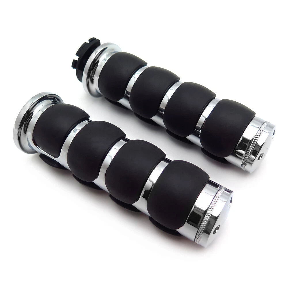 Chrome 1" 25mm Rubber Hand Grip for Harley Davidson FXDWG (1993–2017)