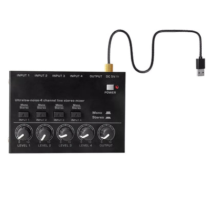 4 Channel Mini Line Audio Stereo Mixer for Live Studio (DC 5V)