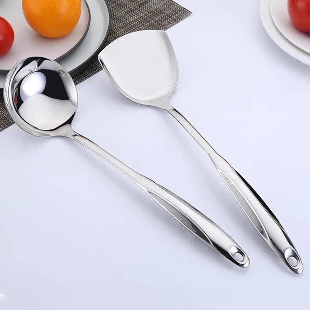 Set of 2 Stainless Steel Spoon and Spatula for Non Scratch Cookware