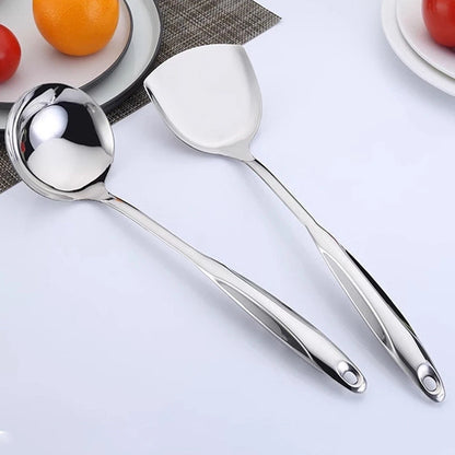 Set of 2 Stainless Steel Spoon and Spatula for Non Scratch Cookware