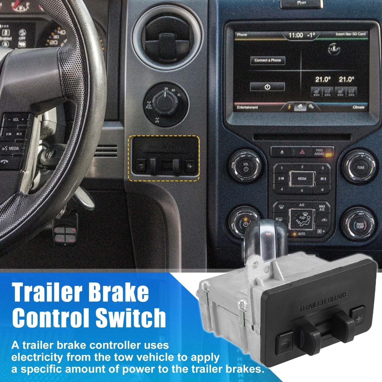 Trailer Brake Control Switch Replacement 3 Pcs for Ford F-150 (2011–2014)