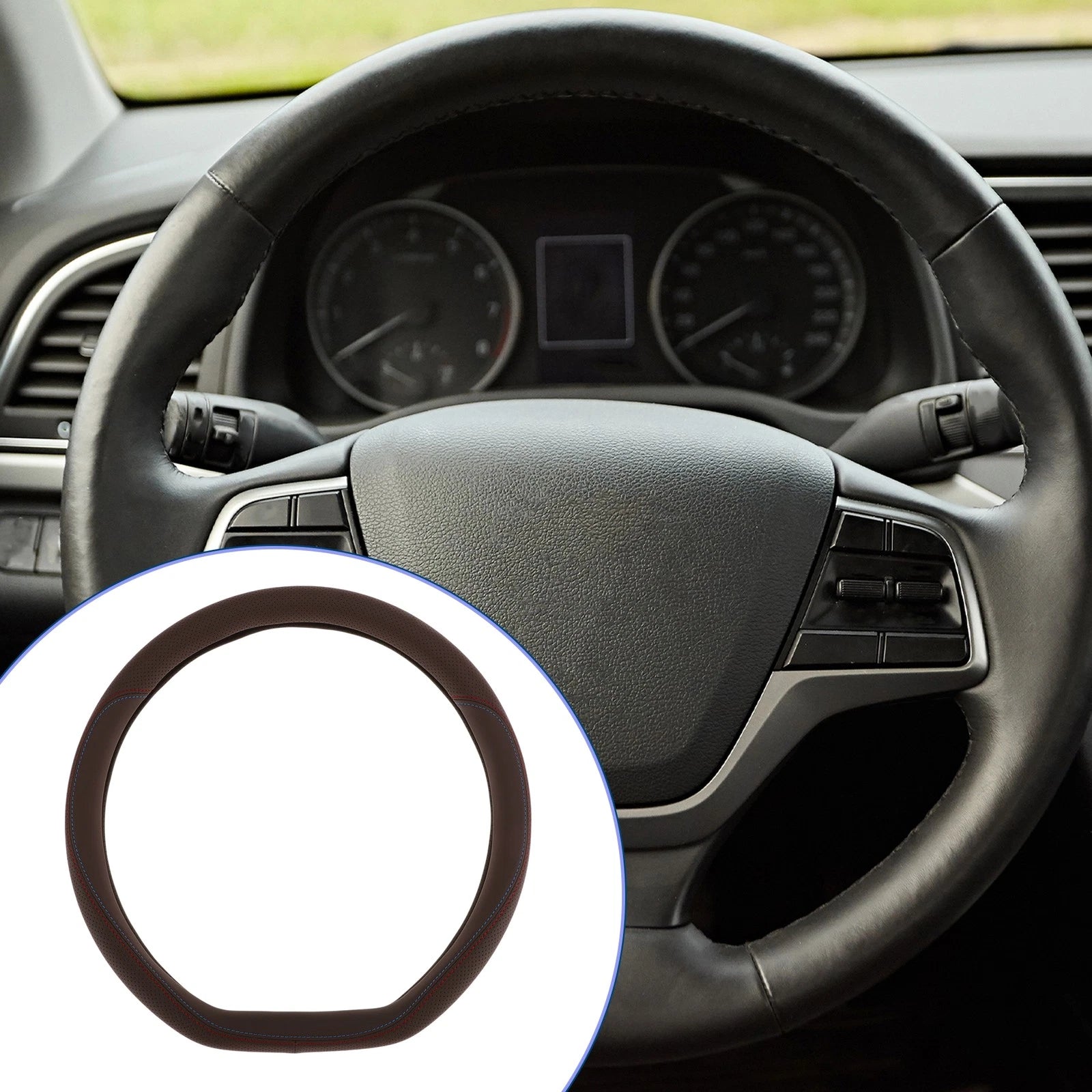 Steering Wheel Cover for Car (14.96", Deep Brown)