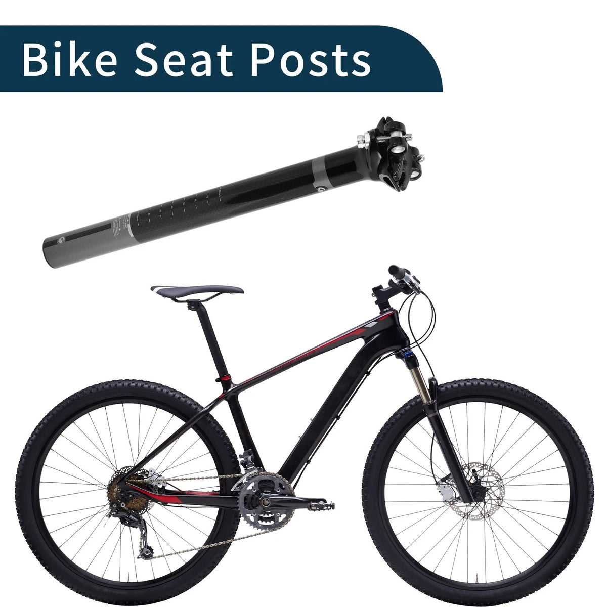 Seat Post 27.2x300mm Replacement Shock Absorbing for Bike 27.2mm Tube