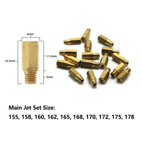 10pcs Main Jet 155/158/160/162/165/168/170/172/175/178 for PWK PE OKO KOSO Carb
