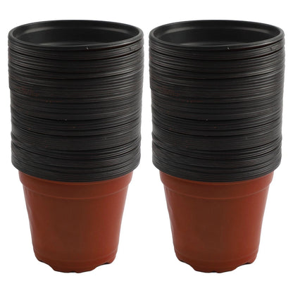 Set of 100 Round Plastic Flower Pots for Sustainable Gardening