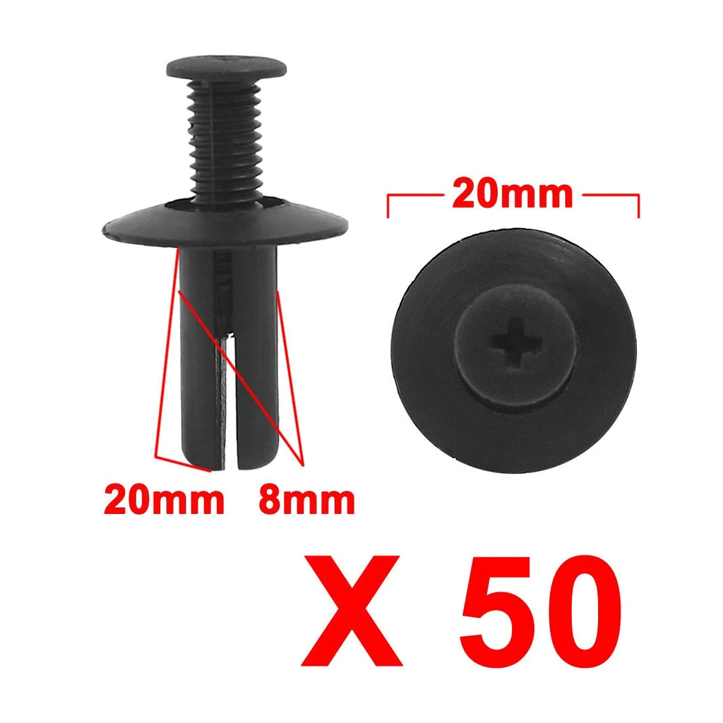 50 Pcs 8mm Hole Plastic Rivets Fastener Clips for Universal Use (All Years)