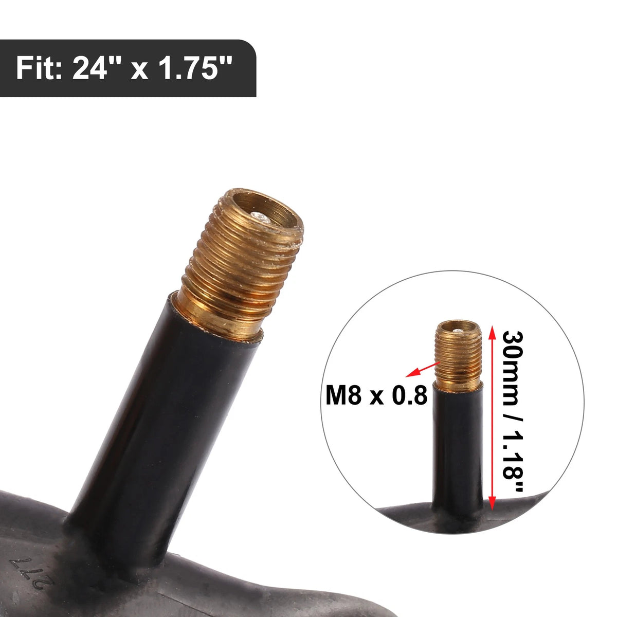 Bike Inner Tube 24 x 1.75 Straight Valve Replacement for MTB Bicycle (1990–2010)