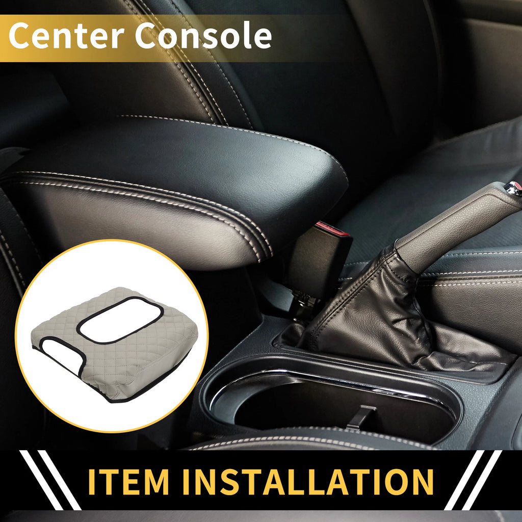 Arm Rest Cover for GMC (Microfiber Leather, Diamond Grid Pattern, Grey)