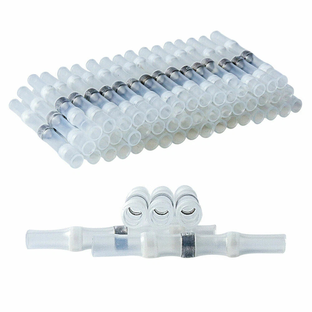 50pcs Waterproof Heat Shrink Butt Wire Connectors Terminals