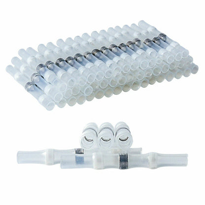 50pcs Waterproof Heat Shrink Butt Wire Connectors Terminals