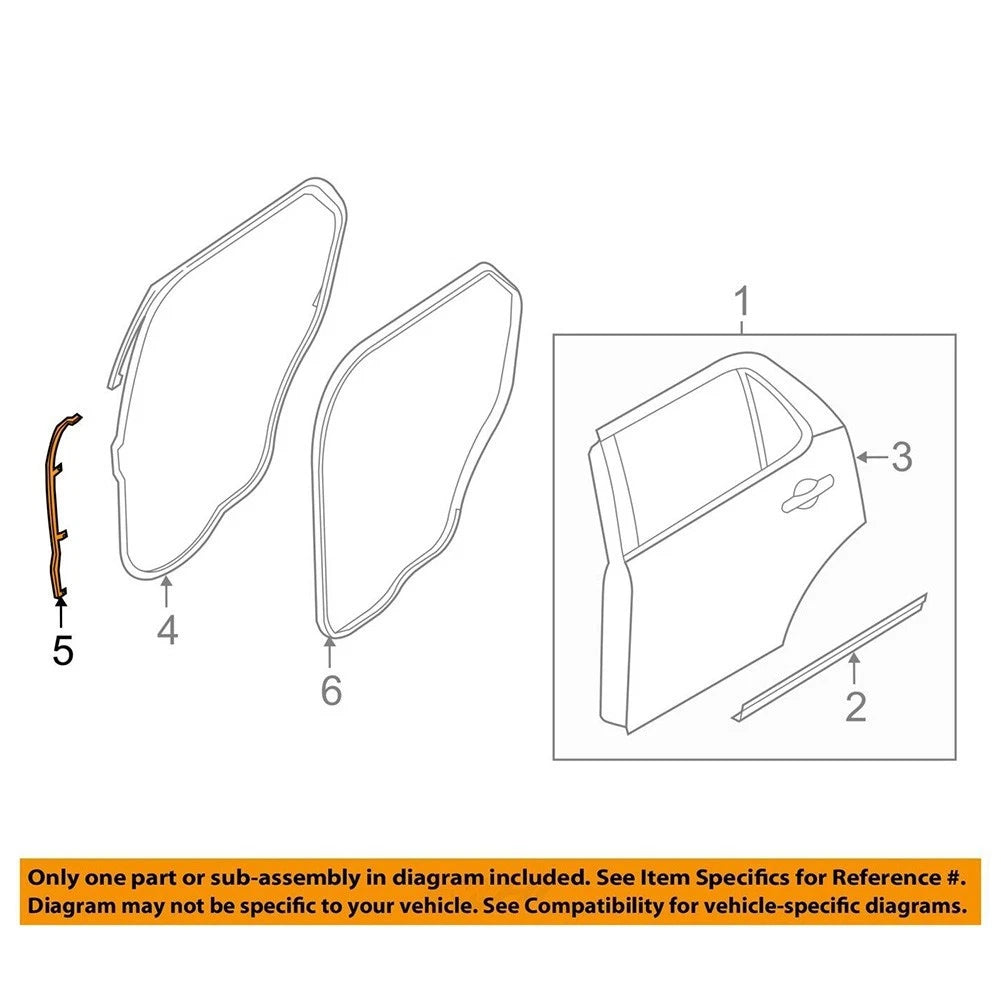 Pair Rear Door Weatherstrip Seal for Ford Explorer (2011–2019)