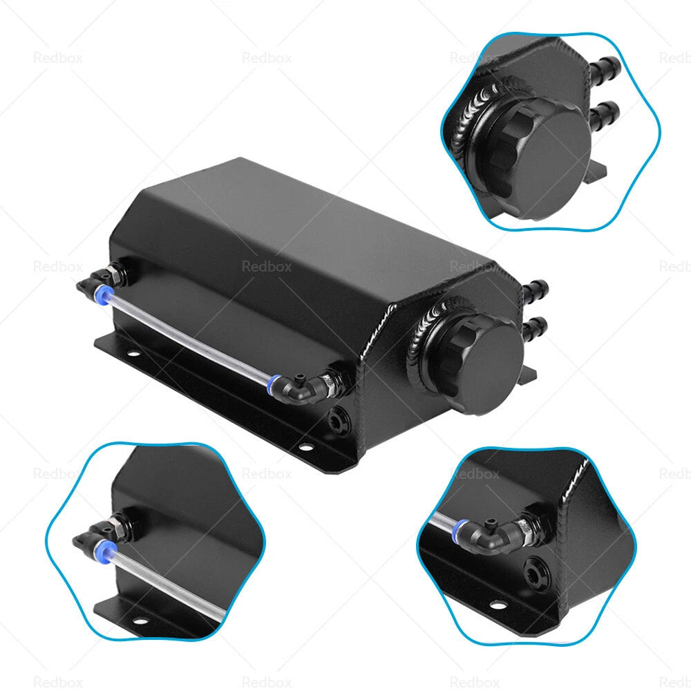 2L Coolant Radiator Overflow Tank for Universal Vehicles (Aluminum Black)