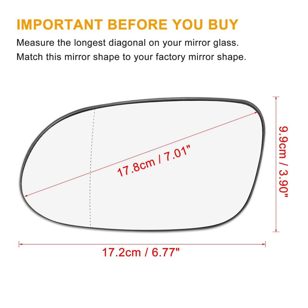 Mirror Glass Replacement Heated w Backing Left Side for Mercedes-Benz CLK320 (2003–2005)