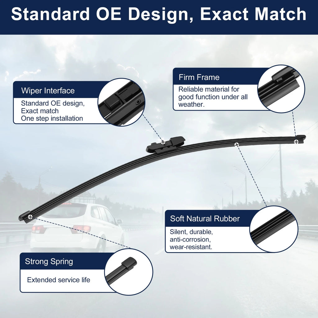 Set of 2 Rear Windshield Wipers for Lincoln Navigator (2016–2017) Rubber