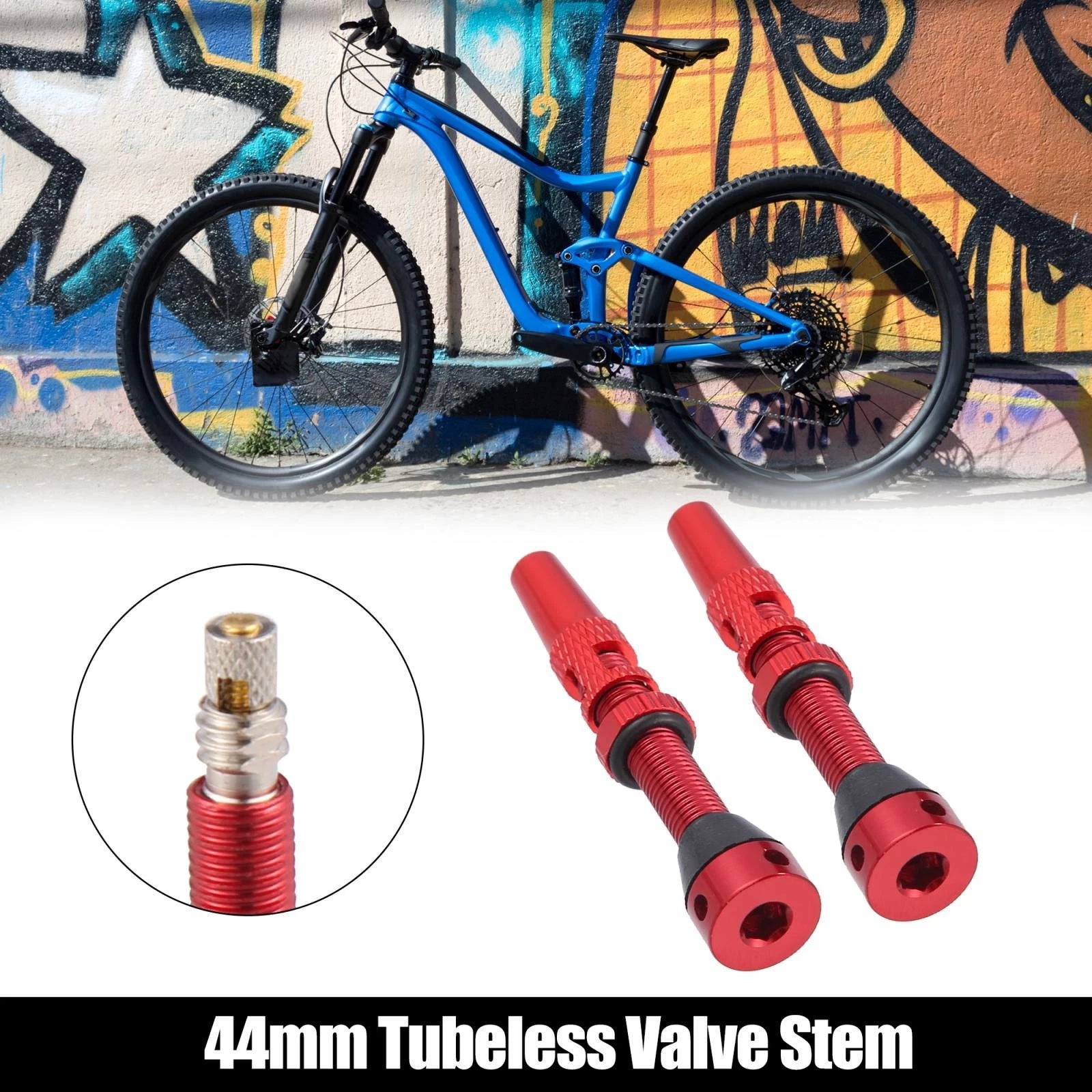 Tubeless Valve Stem Kit 44mm with Core Remover Tools for Bike (Red)