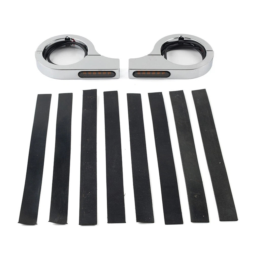 CNC LED Fork Turn Signal Light Indicator for Harley Touring Dyna (46-50MM)