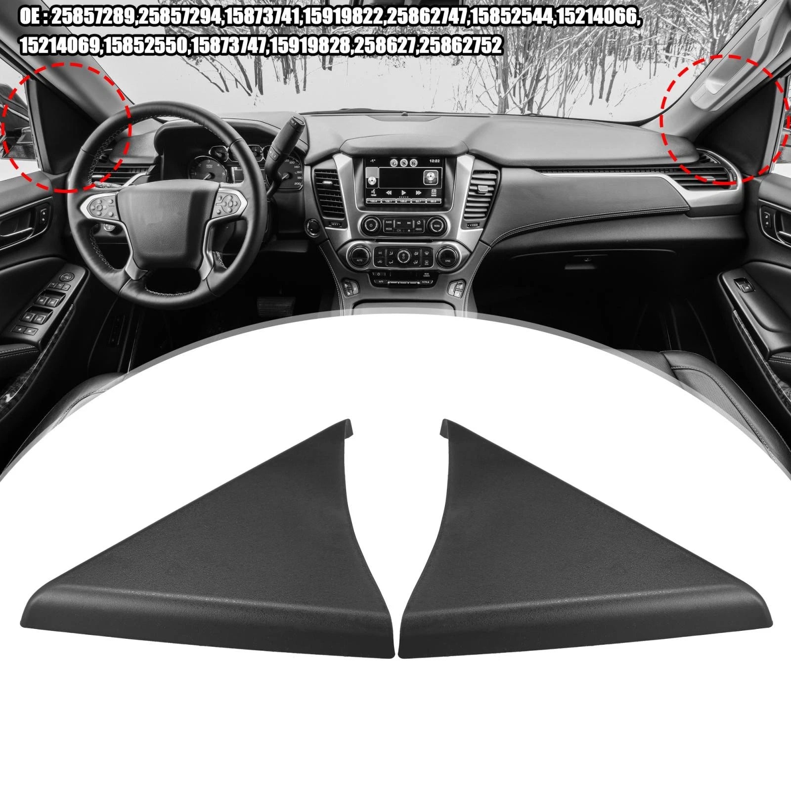 2pcs Front Door Upper Trim Panel Left Right for Chevy Silverado Sierra (2014–2018)