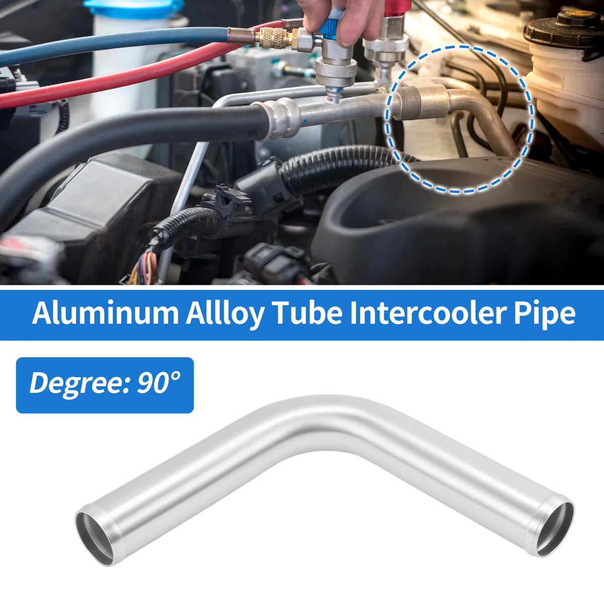 2.01" OD 90° Intercooler Pipe for - Brushed Silver Tone