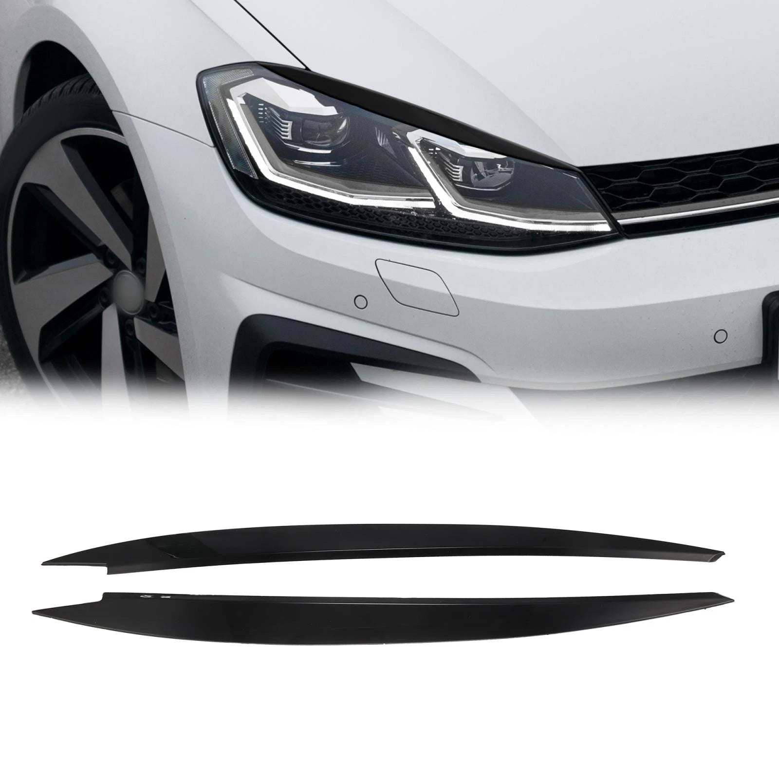 ABS Headlight Eyebrow Covers Pair Replacement for Volkswagen Golf (2013–2018)