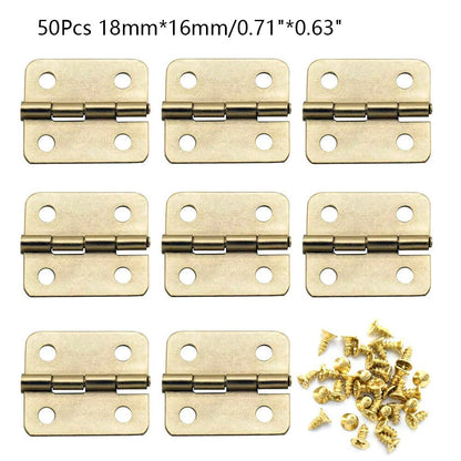 50Pcs 18x16mm Gold Hinges for Wooden Box, Toolbox, Jewelry Box