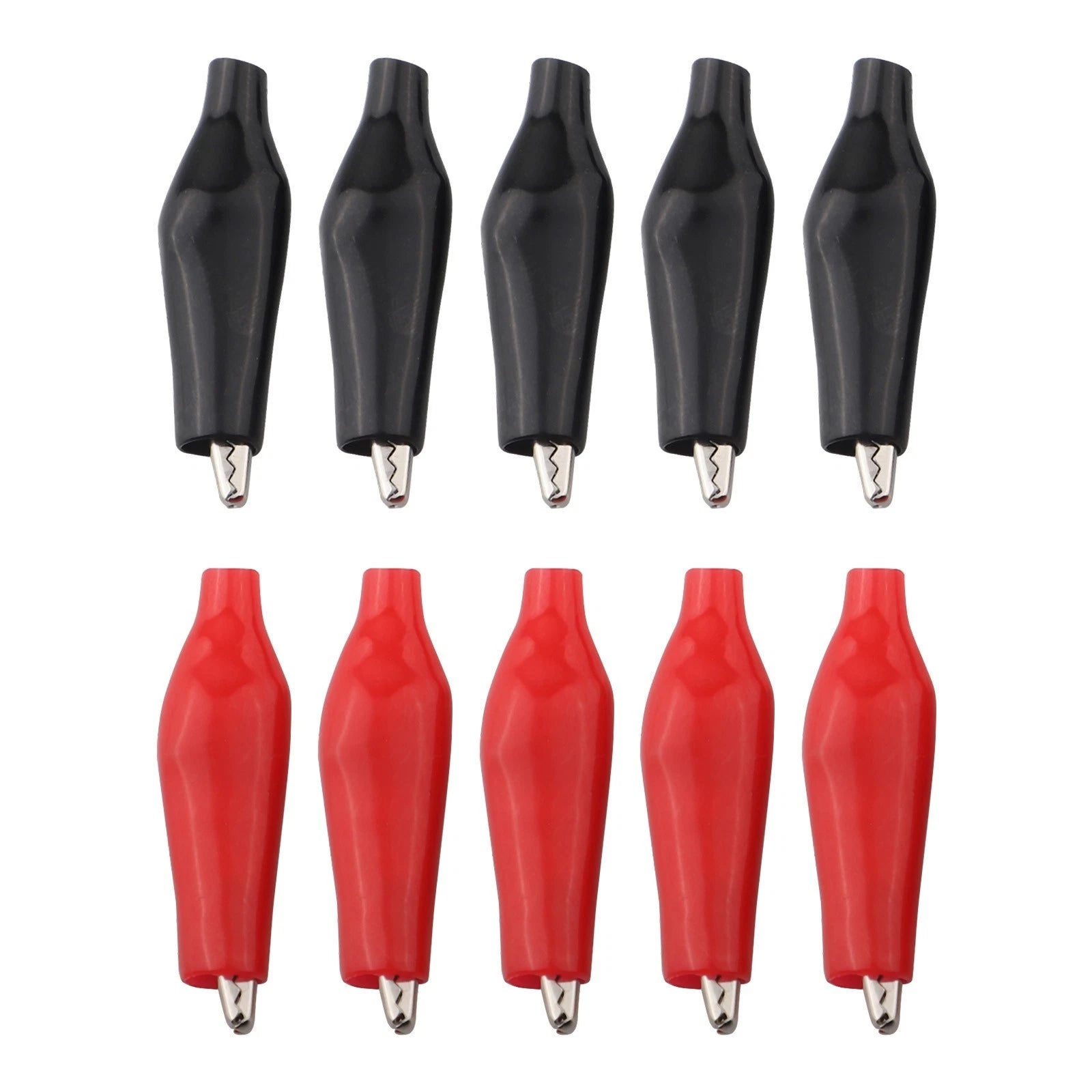 Set of 10 Crocodile Clips for Testing and Charging (5 Red, 5 Black)