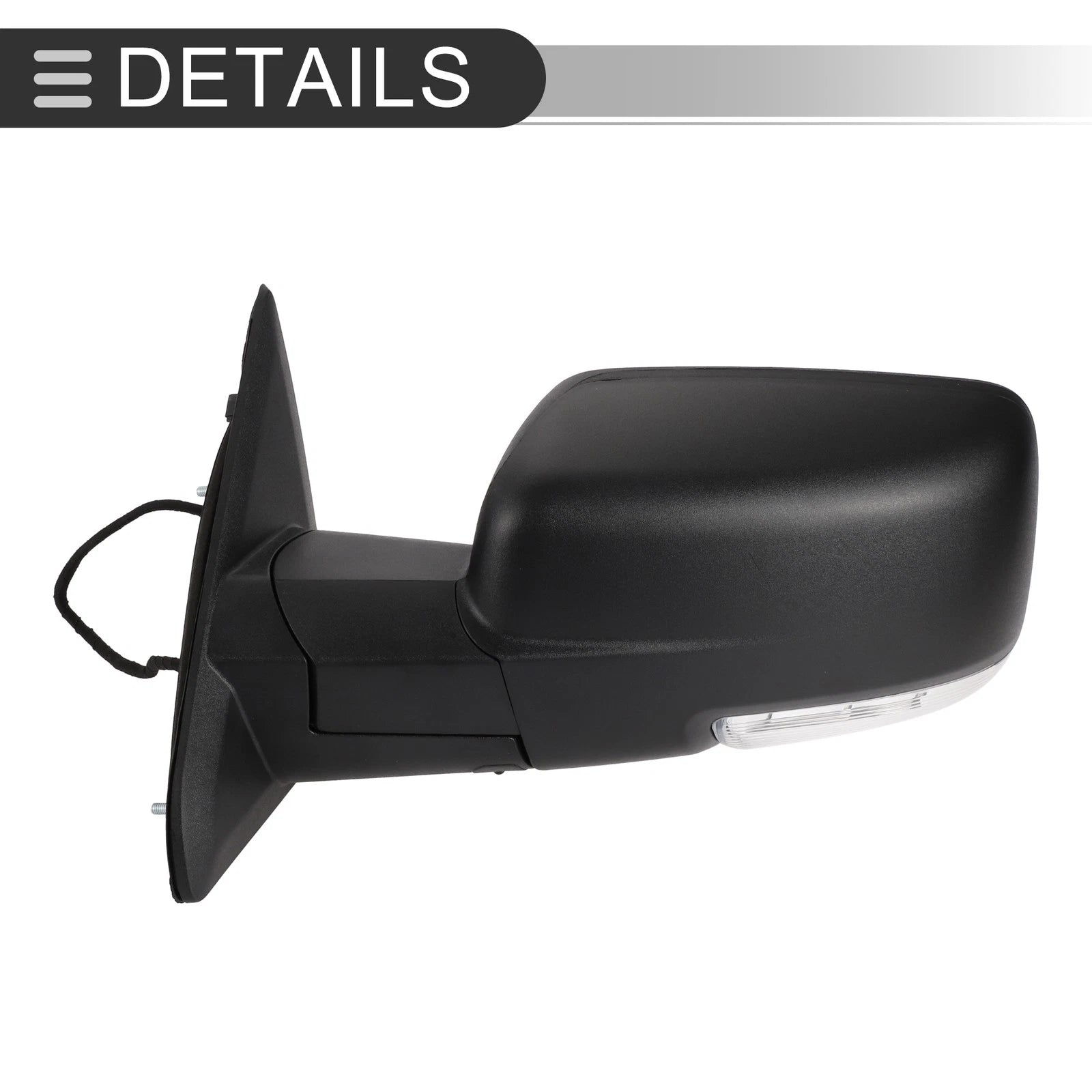 Tow Mirrors for Dodge Ram 1500 (2009–2018) with Temperature Sensor, Black, 1 Pair