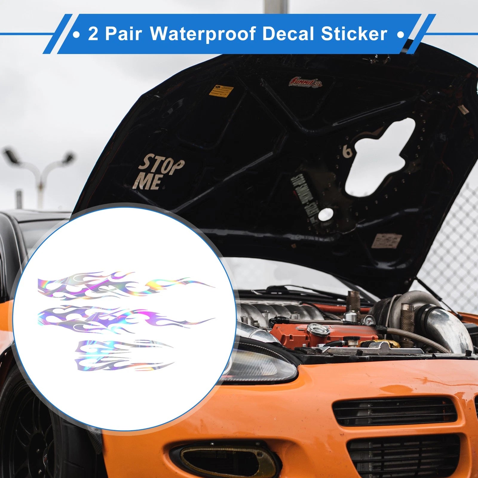 Car Bumper Sticker Decal - Large & Small Flame Pattern - Waterproof