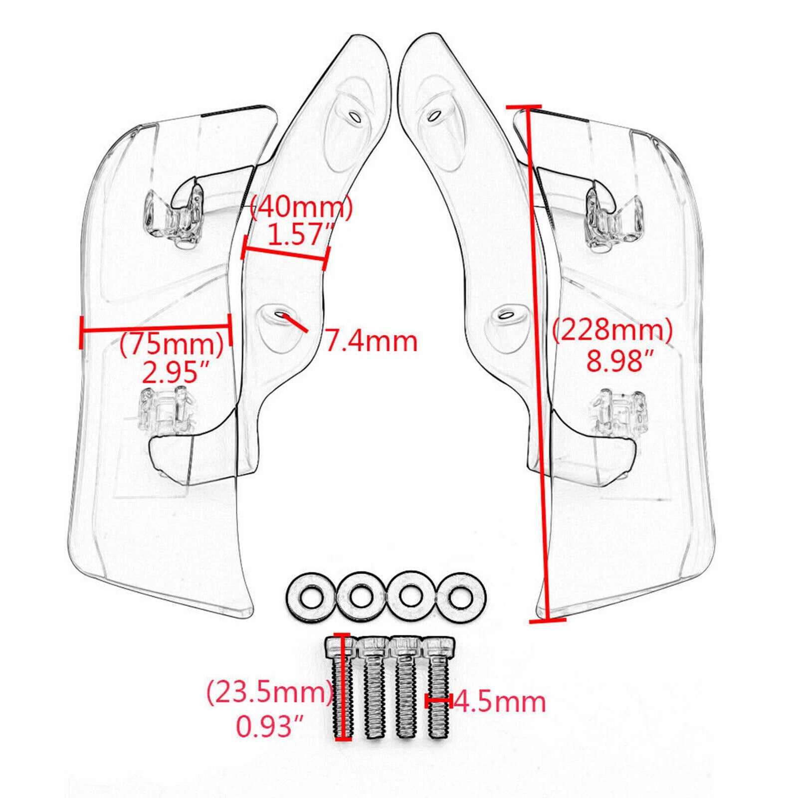 Adjustable Upper Fairing Side Wind Air Deflector for Road Glide (2015–2020) Black T9
