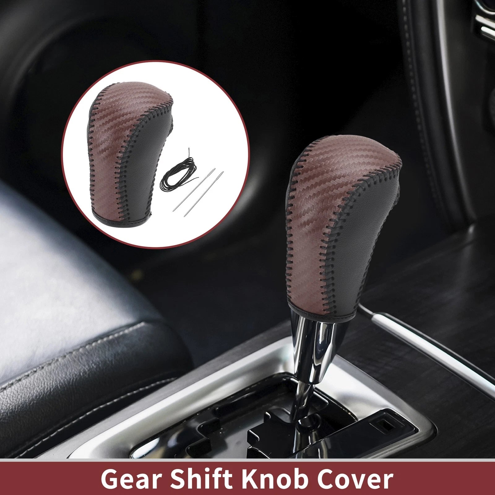 Gear Shift Knob Cover Replacement for Mazda CX-5 (2013–2014) Brown Faux Leather