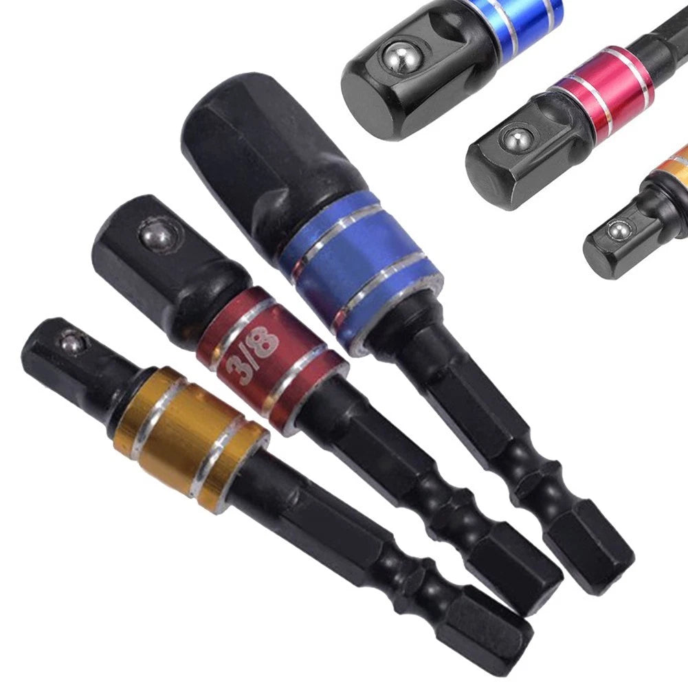 3pcs Drill Socket Adapter Set for Universal Use (1/4, 3/8, 1/2)