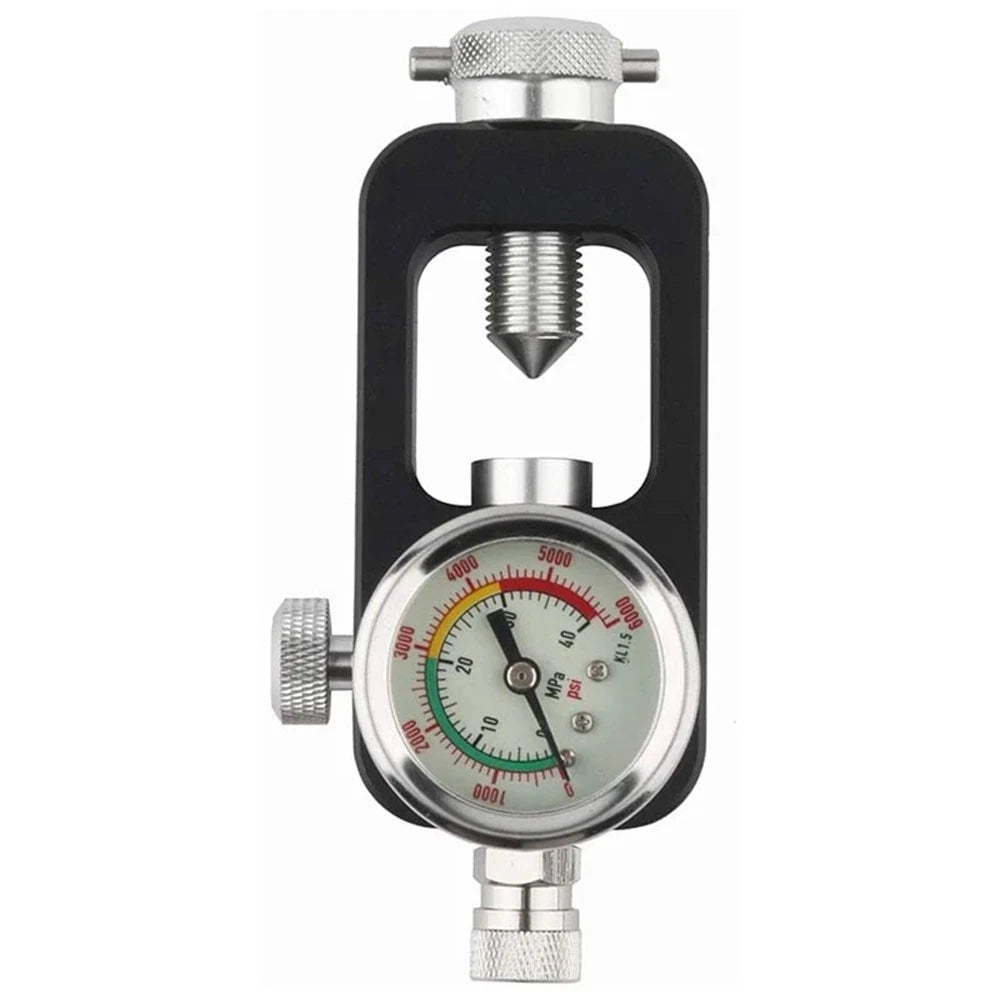 DIN Compatible Air Inflator Adapter with 6000 psi Pressure Gauge