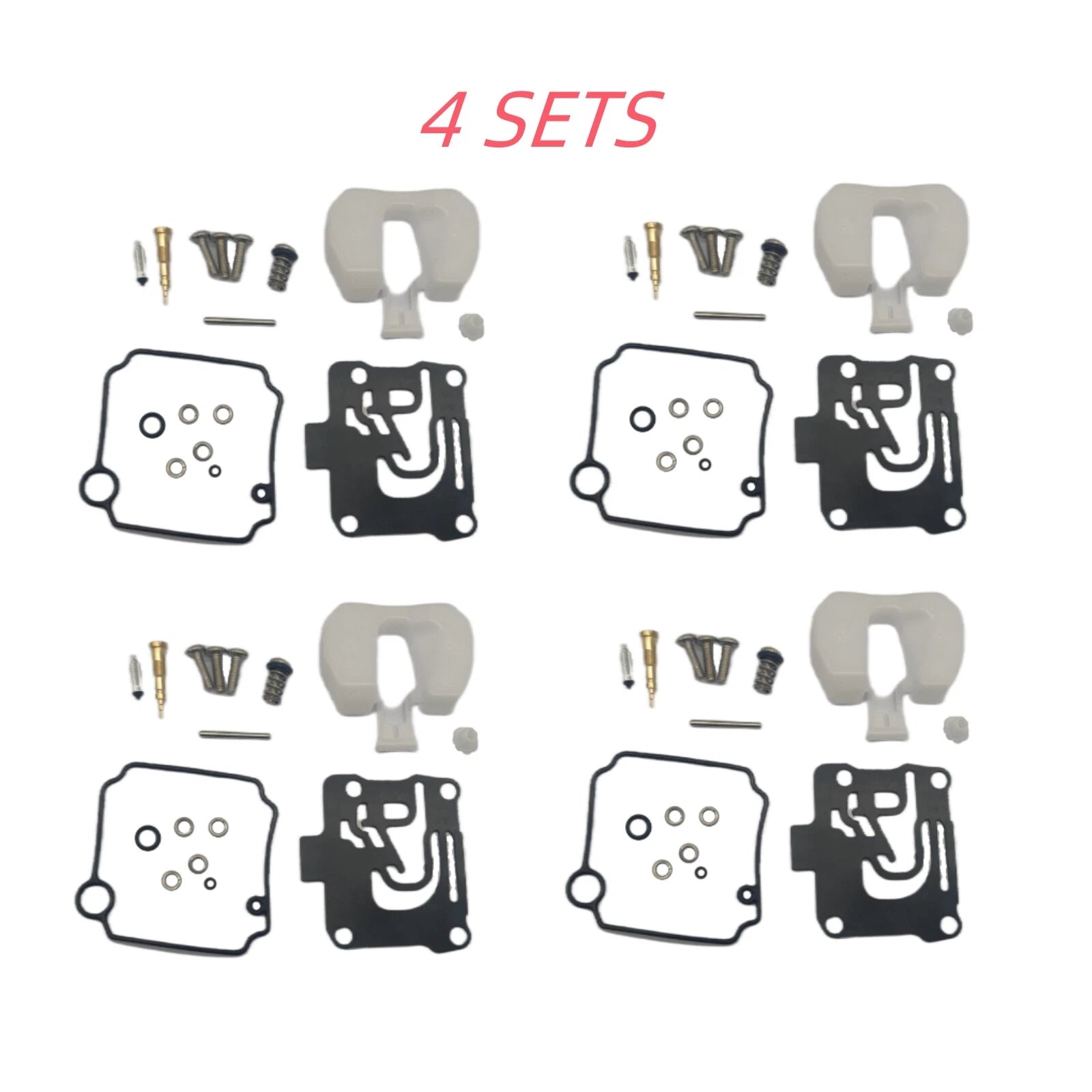 Set of 4 Carburetor Repair Kits for Yamaha 4-Str 40 50 HP (62Y-W0093-11, 62Y-W0093-10)