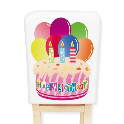 Set of 4 Washable Multicolor Birthday Chair Covers for Classroom